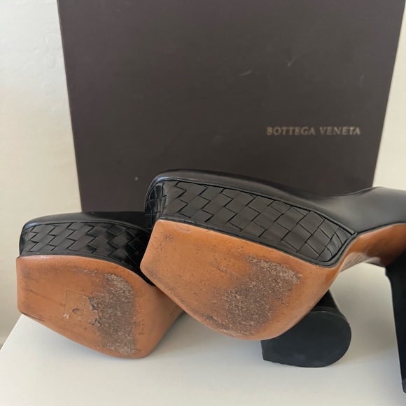 Bottega Veneta Nappa Intrecciato Platform Pumps Black Leather 40 - Picture 9 of 10